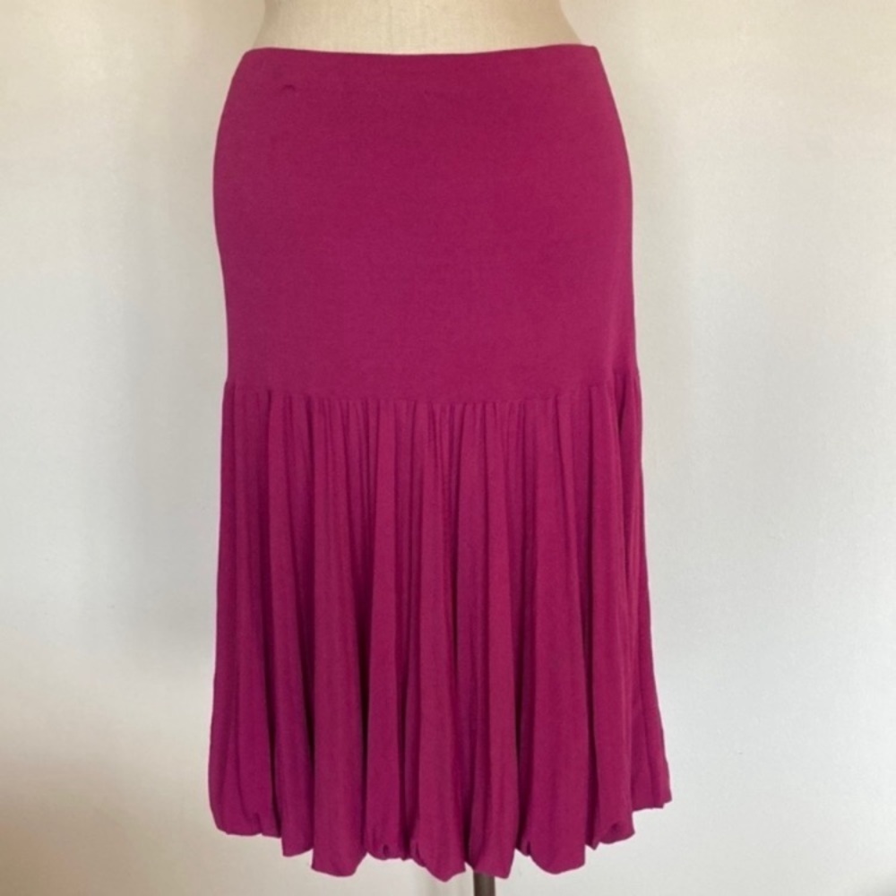 Tracy Reese vintage pink fuchsia bubble hem skirt, knit fabric, elastic waist M